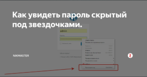 Как увидеть пароль под звёздочками