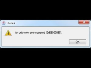 Устранение ошибки 0xe8000065 в iTunes