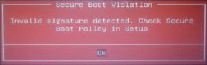 Исправление ошибок Secure Boot