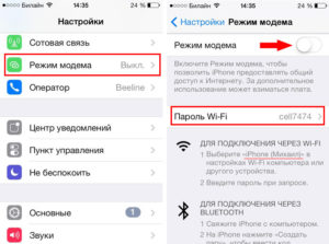 Включение режима модема на iPhone и его настройка