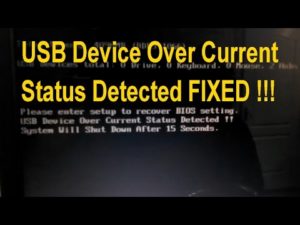 Исправление ошибки «USB device over current status detected»