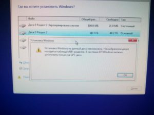 Установка Windows на GPT-диск