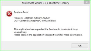 Устранение ошибки Microsoft Visual C++ Runtime Library