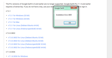 Устранение ошибки 1603 установщика Google Earth