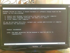 Решение ошибки 0хс0000225 при загрузке Windows
