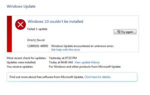 Как исправить ошибку C1900101 на Windows